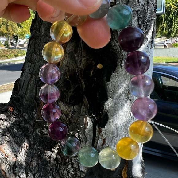 Mixed Color Fluorite Bead Bracelet - Picture 5 of 6
